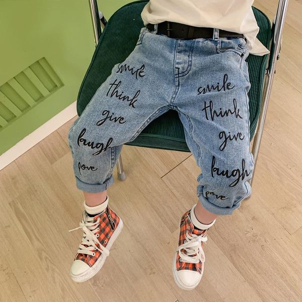 children jeans boys baby cool letter causal belt cowboy denim pants spring 2021 korean fashion for older, Blue
children jeans boys baby cool letter causal belt cowboy denim pants spring 2021 korean fashion for older, Blue