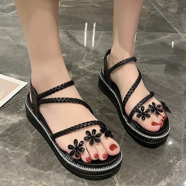 lucyever crystal thick bottom sandals women summer open toe woven strap platform mujer fashion outdoor walking shoes, Black
lucyever crystal thick bottom sandals women summer open toe woven strap platform mujer fashion outdoor walking shoes, Black