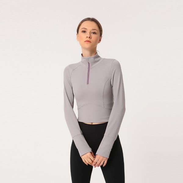 luxury women's tracksuits yoga cloth autumn and winter long sleeve tight yoga semi zipper sports navel exposed fitns t-shirt women, Gray
luxury women's tracksuits yoga cloth autumn and winter long sleeve tight yoga semi zipper sports navel exposed fitns t-shirt women, Gray