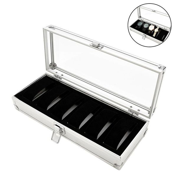 watch boxes & cases 6 slots box aluminum display case organizer jewelry storage tray watches, Black;blue
watch boxes & cases 6 slots box aluminum display case organizer jewelry storage tray watches, Black;blue