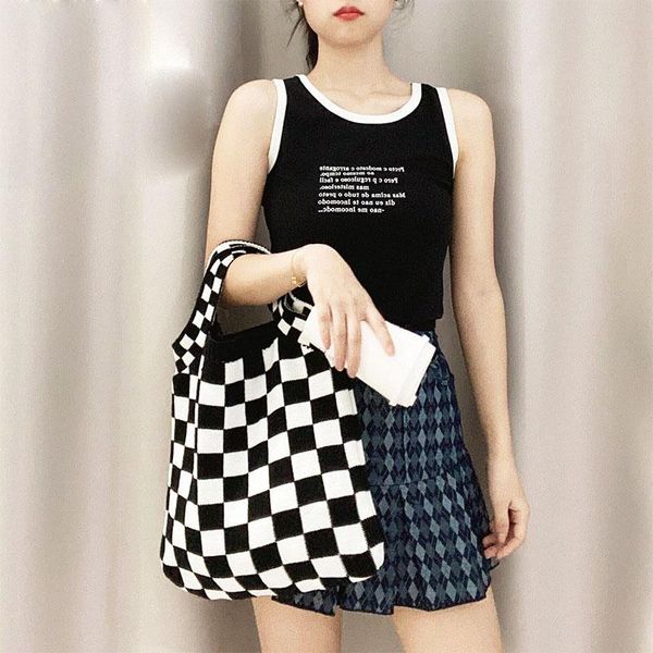 evening bags black white plaid women shoulder 2021 fashion wool knitted handbag casual travel shopper bag female autumn winter wrist
evening bags black white plaid women shoulder 2021 fashion wool knitted handbag casual travel shopper bag female autumn winter wrist