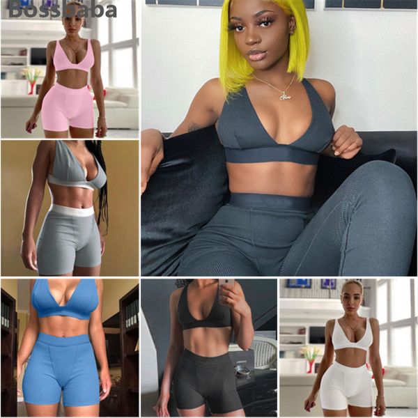 women's tracksuits womens 2 two piece crop deep v bra high waist leggings yoga pants sports suit casual jogging nightclub clot, Gray
women's tracksuits womens 2 two piece crop deep v bra high waist leggings yoga pants sports suit casual jogging nightclub clot, Gray