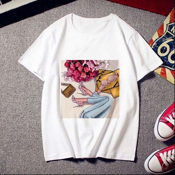 vogue women t shirts high heels printed tshirt shirt tees clothing summer harajuku personality slim female, White
vogue women t shirts high heels printed tshirt shirt tees clothing summer harajuku personality slim female, White