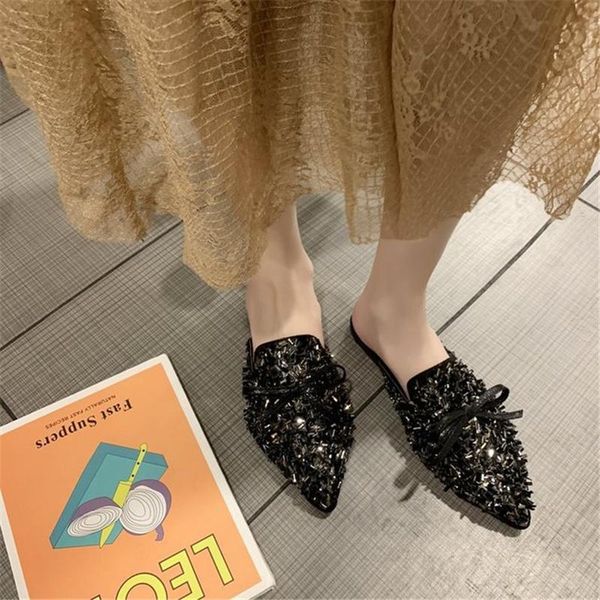 slippers enplei flats for outside 2021 spring autumn blingbling butterfly knot women's shoes size 35-39, Black
slippers enplei flats for outside 2021 spring autumn blingbling butterfly knot women's shoes size 35-39, Black