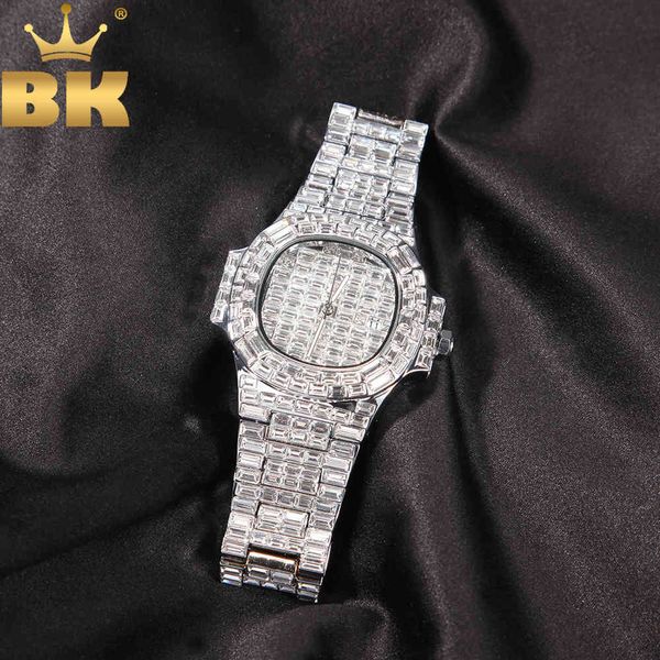 the bling king iced out baguette rhinestone diamond luxury design clock for men waterproof stainless steel relogio, Slivery;brown
the bling king iced out baguette rhinestone diamond luxury design clock for men waterproof stainless steel relogio, Slivery;brown