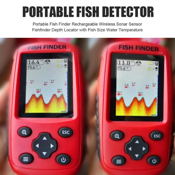 portable rechargeable fish finder wireless sonar sensor fishfinder depth locator with size water temperature etc
portable rechargeable fish finder wireless sonar sensor fishfinder depth locator with size water temperature etc