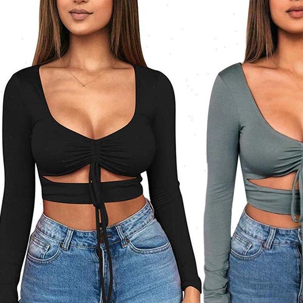 solid color women t shirt ruched tie up crop basic long sleeve cut out drop, White
solid color women t shirt ruched tie up crop basic long sleeve cut out drop, White