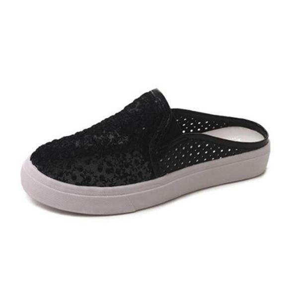 slippers mesh heel less women's sandals, breathable flat sole, hollow out, slip on, Black
slippers mesh heel less women's sandals, breathable flat sole, hollow out, slip on, Black