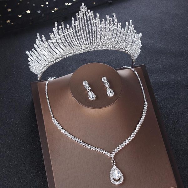 earrings & necklace luxury baroque crystal bridal jewelry sets wedding rhinestone crown tiaras earring choker set african beads, Silver
earrings & necklace luxury baroque crystal bridal jewelry sets wedding rhinestone crown tiaras earring choker set african beads, Silver