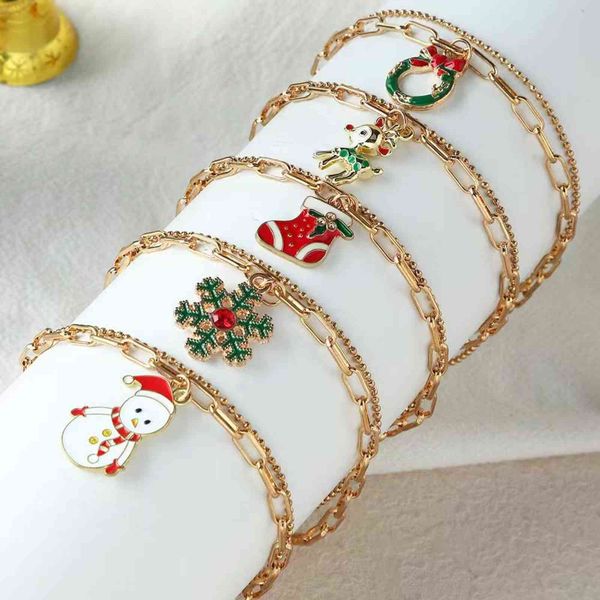 new fashion gold metal snowman elk bracelet simplicity chain pendant for women christmas gift, Golden;silver
new fashion gold metal snowman elk bracelet simplicity chain pendant for women christmas gift, Golden;silver