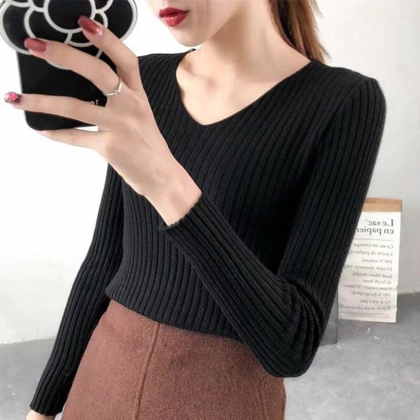 new slim long sleeve v-neck base sweater pullover short tight inner sweater women autumn and winter, White;black
new slim long sleeve v-neck base sweater pullover short tight inner sweater women autumn and winter, White;black
