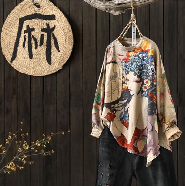 women's sweaters printing dyeing loose round neck women sweater 2021 autumn winter female art literary vintage wool knitted lady perso, White;black
women's sweaters printing dyeing loose round neck women sweater 2021 autumn winter female art literary vintage wool knitted lady perso, White;black