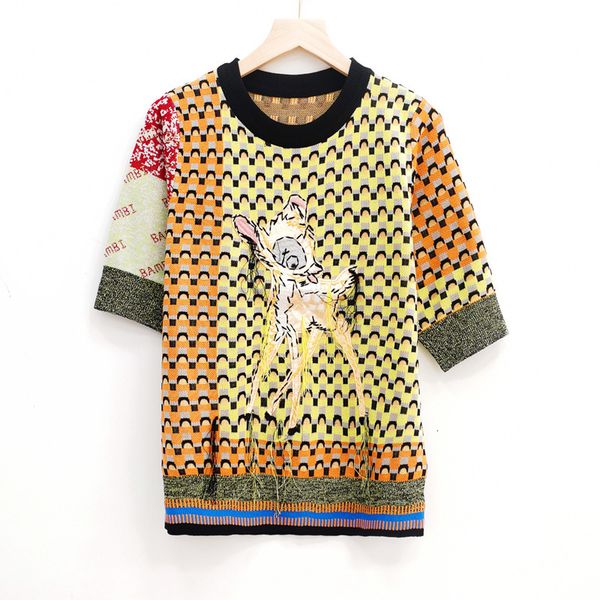 sweater knit 2021 summer color contrast check tassel fawn short sleeve loose women's pullover, White;black
sweater knit 2021 summer color contrast check tassel fawn short sleeve loose women's pullover, White;black