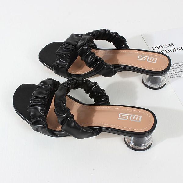 sandals ladies 2021 summer pleated material open toe mid-heel sandals, soft and comfortable female shoes 4.5 cm, Black
sandals ladies 2021 summer pleated material open toe mid-heel sandals, soft and comfortable female shoes 4.5 cm, Black