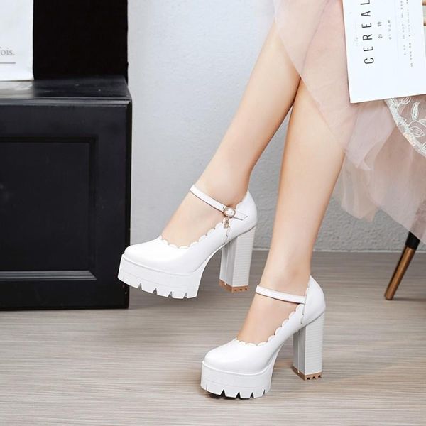 dress shoes 2021 spring coarse heel single shoe female waterproof platform high shallow buckle belt round head a-129, Black
dress shoes 2021 spring coarse heel single shoe female waterproof platform high shallow buckle belt round head a-129, Black