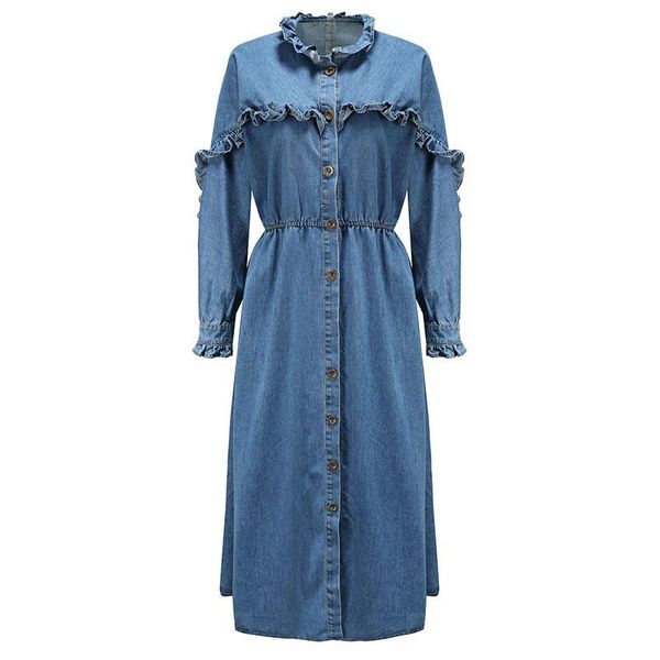 casual dresses women denim dress fashion elegant solid color stand collar single breasted ruffles pleated split hem pocket midi winter, Black;gray
casual dresses women denim dress fashion elegant solid color stand collar single breasted ruffles pleated split hem pocket midi winter, Black;gray