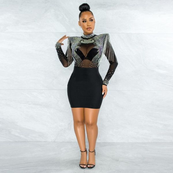 casual dresses sheer mesh rhinestones spliced pencil dress classy women long sleeve see through slim elegance body-shaping vestidos, Black;gray
casual dresses sheer mesh rhinestones spliced pencil dress classy women long sleeve see through slim elegance body-shaping vestidos, Black;gray