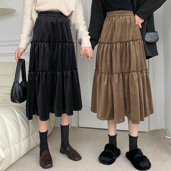 skirts autumn winter long veet skirt women korean fashion school girl cute splicing ruffle a-line high waist midi brown black 5cu7
skirts autumn winter long veet skirt women korean fashion school girl cute splicing ruffle a-line high waist midi brown black 5cu7
