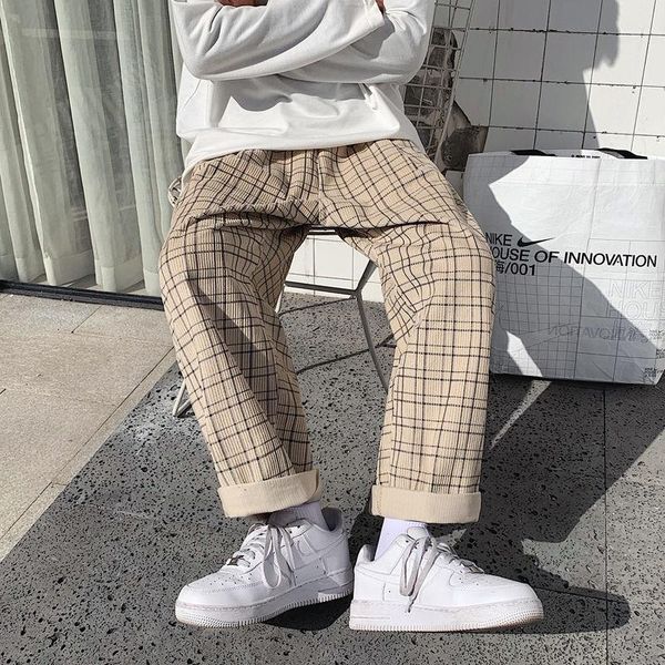men's pants spring cotton plaid fashion retro casual wide-leg men streetwear korean loose hip-hop straight mens, Black
men's pants spring cotton plaid fashion retro casual wide-leg men streetwear korean loose hip-hop straight mens, Black