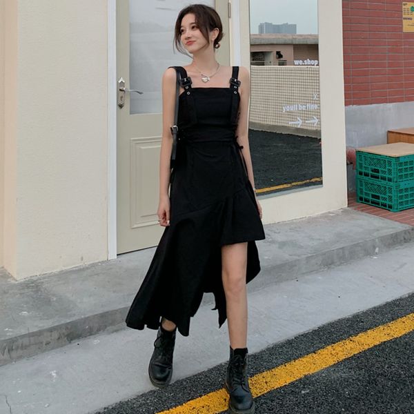 black spaghetti strap dress goth women summer elegant party solio irregular gothic long dress korean style clothes 210515, Black;gray
black spaghetti strap dress goth women summer elegant party solio irregular gothic long dress korean style clothes 210515, Black;gray