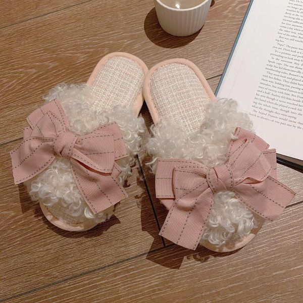 slippers plush wool female 2021 autumn winter fashion indoor home anti slip cotton bow, Black
slippers plush wool female 2021 autumn winter fashion indoor home anti slip cotton bow, Black