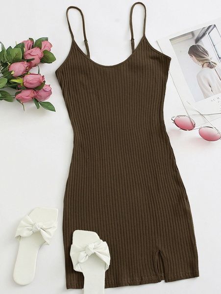 split hem rib-knit bodycon dress 17g7#, Black;gray
split hem rib-knit bodycon dress 17g7#, Black;gray