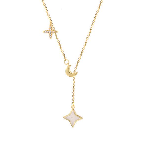 fashion women's retro four awn star titanium steel necklace simple moon tassel clavicle chain jewerly, Silver
fashion women's retro four awn star titanium steel necklace simple moon tassel clavicle chain jewerly, Silver