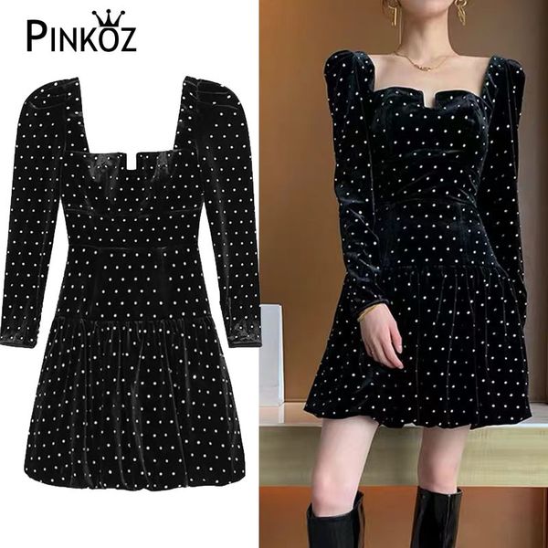 designer style elegant lady square collar mini blac dot dresses party dinner ins high waist femma ropa velvet za 210421, Black;gray
designer style elegant lady square collar mini blac dot dresses party dinner ins high waist femma ropa velvet za 210421, Black;gray