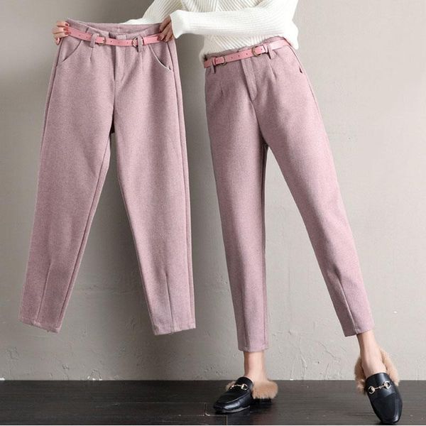 women's pants & capris junelove warm high waist korean style autumn winter wool women belted harem slim trousers female long pant botto, Black;white
women's pants & capris junelove warm high waist korean style autumn winter wool women belted harem slim trousers female long pant botto, Black;white