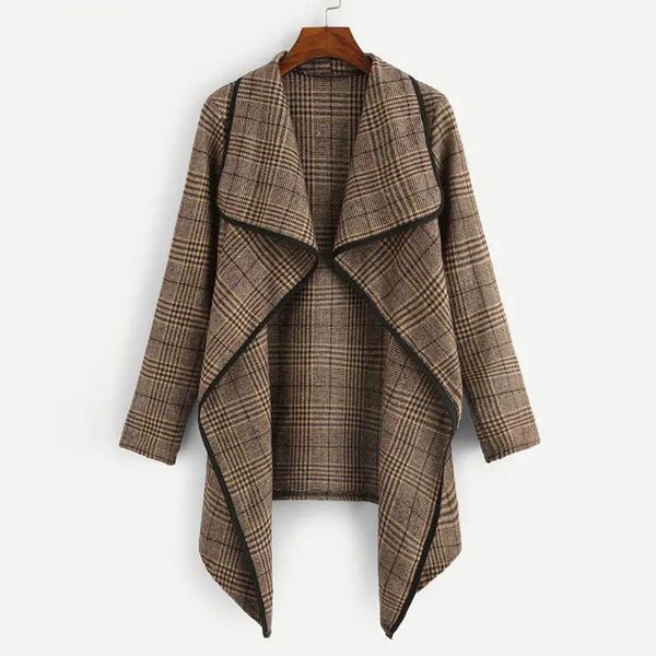 women's jackets women casual waterfall collar pocket front wrap coat jacket outwear plus size s-xl#j31, Black;brown
women's jackets women casual waterfall collar pocket front wrap coat jacket outwear plus size s-xl#j31, Black;brown