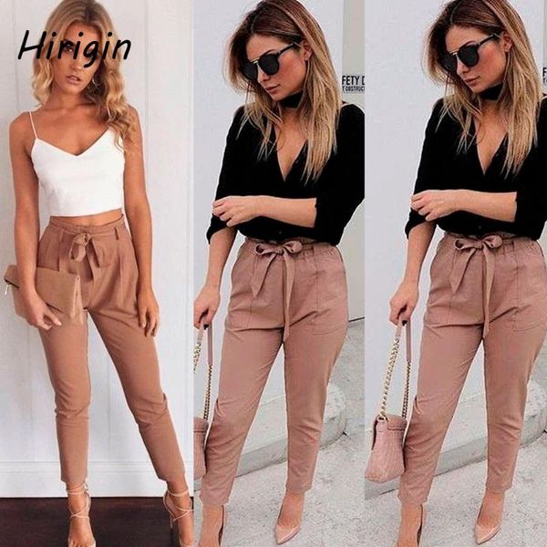 women's high waist casual drawstring elastic long pants ladies pencil trousers, Black;white
women's high waist casual drawstring elastic long pants ladies pencil trousers, Black;white