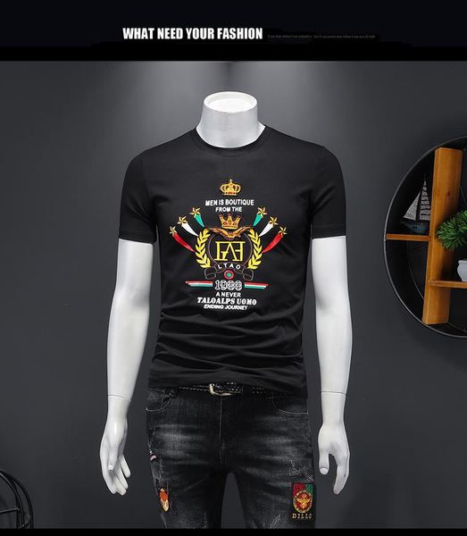 men's t-shirts crown embroidery flying eu great designer tee shirt short sleeve male summer clothing t1104, White;black
men's t-shirts crown embroidery flying eu great designer tee shirt short sleeve male summer clothing t1104, White;black