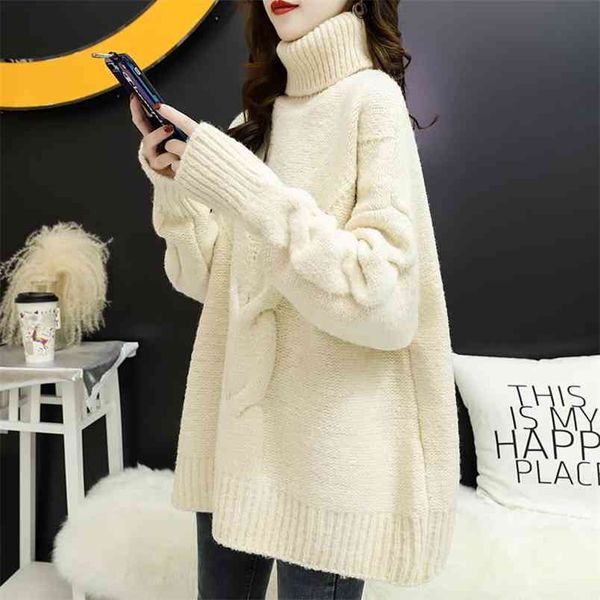 twisted turtleneck sweater pullover female thick lazy loose winter 210427, White;black
twisted turtleneck sweater pullover female thick lazy loose winter 210427, White;black
