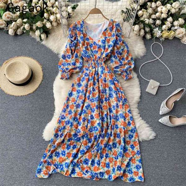 women dress summer v-neck puff sleeve floral sweet elegant midi party dresses fashion retro wild chic vestidos 210531, Black;gray
women dress summer v-neck puff sleeve floral sweet elegant midi party dresses fashion retro wild chic vestidos 210531, Black;gray
