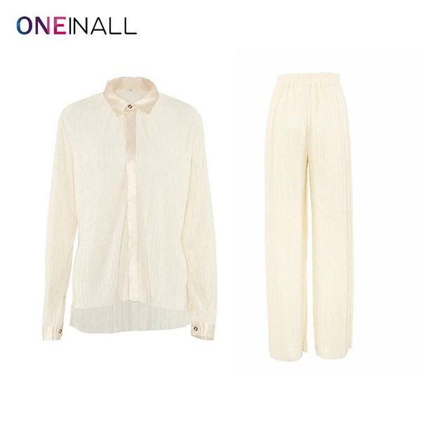 women's two piece pants oneinall elegant set for women lapel long sleeve shirts elastic waist full length casual suits female 2021 styl, White
women's two piece pants oneinall elegant set for women lapel long sleeve shirts elastic waist full length casual suits female 2021 styl, White