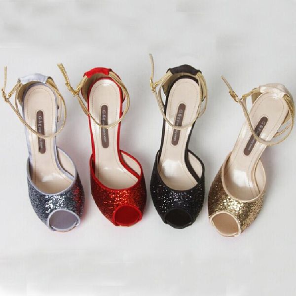dress shoes 2021 gorgeous wedding glitter peep toe heels with ankle straps lady party prom high pumps, Black 
dress shoes 2021 gorgeous wedding glitter peep toe heels with ankle straps lady party prom high pumps, Black