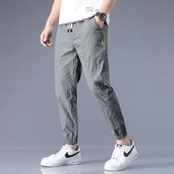 men's pants ice silk male ultra-thin quick dry summer sports trousers men casual tie feet jogging training, Black
men's pants ice silk male ultra-thin quick dry summer sports trousers men casual tie feet jogging training, Black