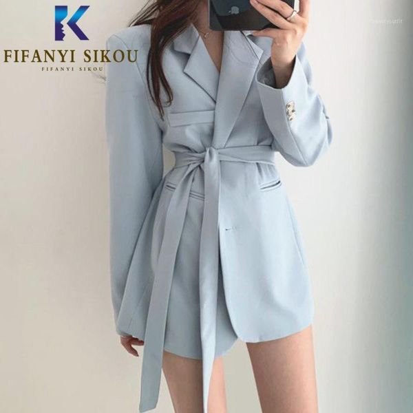 women's suits & blazers korean casual women blazer jacket single breasted lace up fashion suit lady office elegant slim coat 2021, White;black
women's suits & blazers korean casual women blazer jacket single breasted lace up fashion suit lady office elegant slim coat 2021, White;black