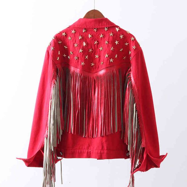 jacket red black denim women vintage star rivet suede tassel jeans coat long sleeve outwear female boho jacket streetwear, Black;brown
jacket red black denim women vintage star rivet suede tassel jeans coat long sleeve outwear female boho jacket streetwear, Black;brown