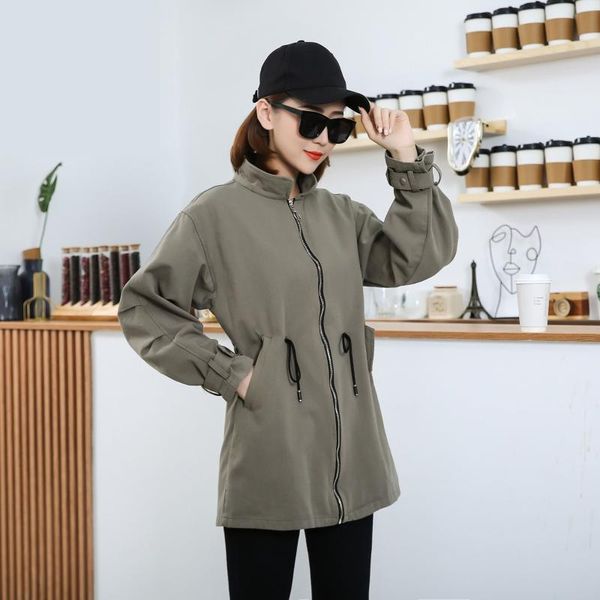 spring 2021 women trench coat oversize fashion clothes female outerwear stand collar washed cotton drawstring chaqueta de mujere women', Tan;black
spring 2021 women trench coat oversize fashion clothes female outerwear stand collar washed cotton drawstring chaqueta de mujere women', Tan;black