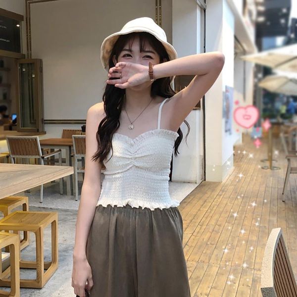 women's tanks & camis 2021 sweet summer fashion sleeveless gilrs tank women slim pleated wrap chest vest, White
women's tanks & camis 2021 sweet summer fashion sleeveless gilrs tank women slim pleated wrap chest vest, White