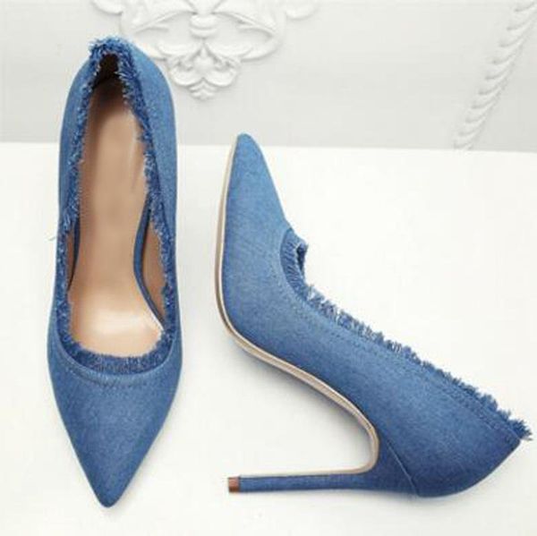 denim high heeled pumps women pointed toe slip-on dress shoes quality stiletto heels lady wedding big size, Black
denim high heeled pumps women pointed toe slip-on dress shoes quality stiletto heels lady wedding big size, Black