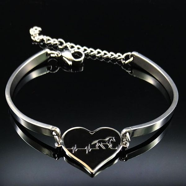 bangle fashion heart horse stainless steel for women silver color bracelets & bangles jewelry bracelet manchette e1771s01, Black
bangle fashion heart horse stainless steel for women silver color bracelets & bangles jewelry bracelet manchette e1771s01, Black