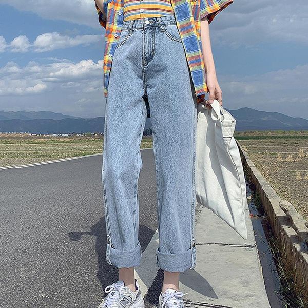 straight denim jeans trousers adjustable fixed curling effect floor pants high waist women korean loose women's, Blue
straight denim jeans trousers adjustable fixed curling effect floor pants high waist women korean loose women's, Blue