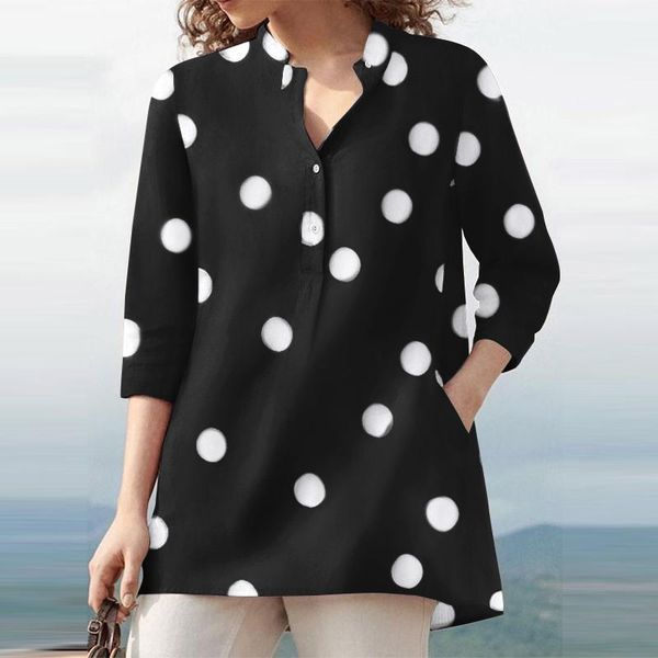women's blouses & shirts autumn loose office tunic polka dots printed blouse women elegant retro shirt casual 3/4 sleeve o neck, White
women's blouses & shirts autumn loose office tunic polka dots printed blouse women elegant retro shirt casual 3/4 sleeve o neck, White