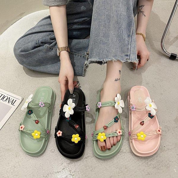 outside flower summer women slippers sweet thick platform flat non-slip ladies home slides casual student beach sandals, Black
outside flower summer women slippers sweet thick platform flat non-slip ladies home slides casual student beach sandals, Black