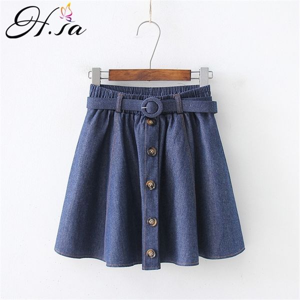 h.sa summer skinny jeans skirts woman high waist button up sashes belt pleated short mini denim skirts female saias summer 210716, Black
h.sa summer skinny jeans skirts woman high waist button up sashes belt pleated short mini denim skirts female saias summer 210716, Black