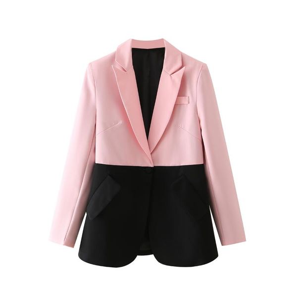 women's suits & blazers sherouse women fashion pink black patchwork single button blazer vintage notched neck long sleeves female suit, White;black
women's suits & blazers sherouse women fashion pink black patchwork single button blazer vintage notched neck long sleeves female suit, White;black