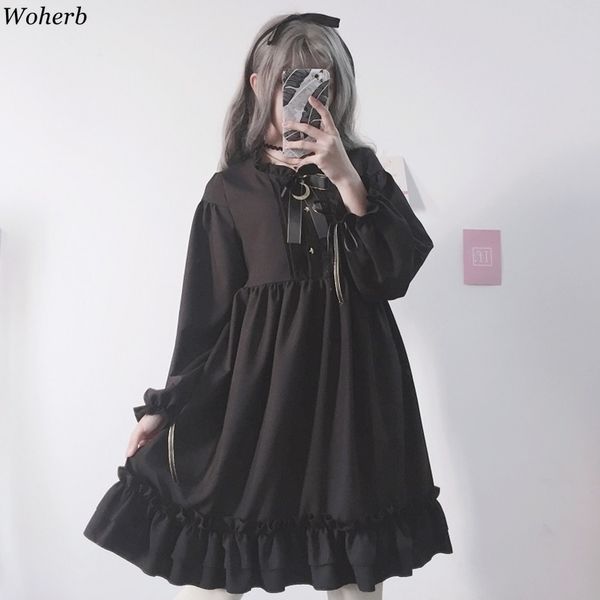 woherb 2021 japanese gothic summer chiffon dress women vintage bow bandage ruffle black lolita dresses vestidos robe femme 21664 210322, Black;gray
woherb 2021 japanese gothic summer chiffon dress women vintage bow bandage ruffle black lolita dresses vestidos robe femme 21664 210322, Black;gray