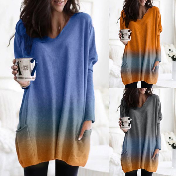 autumn winter gradient color women's t-shirt casual loose v neck pocket korean female harajuku t shirt women basic tees 210520, White
autumn winter gradient color women's t-shirt casual loose v neck pocket korean female harajuku t shirt women basic tees 210520, White